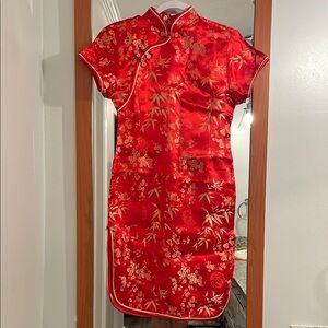 Red Floral Cheongsam Dress